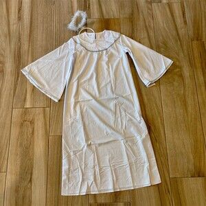 iimmer Girls Angel Costume Dress Robe w/ Halo Headband White Size 130